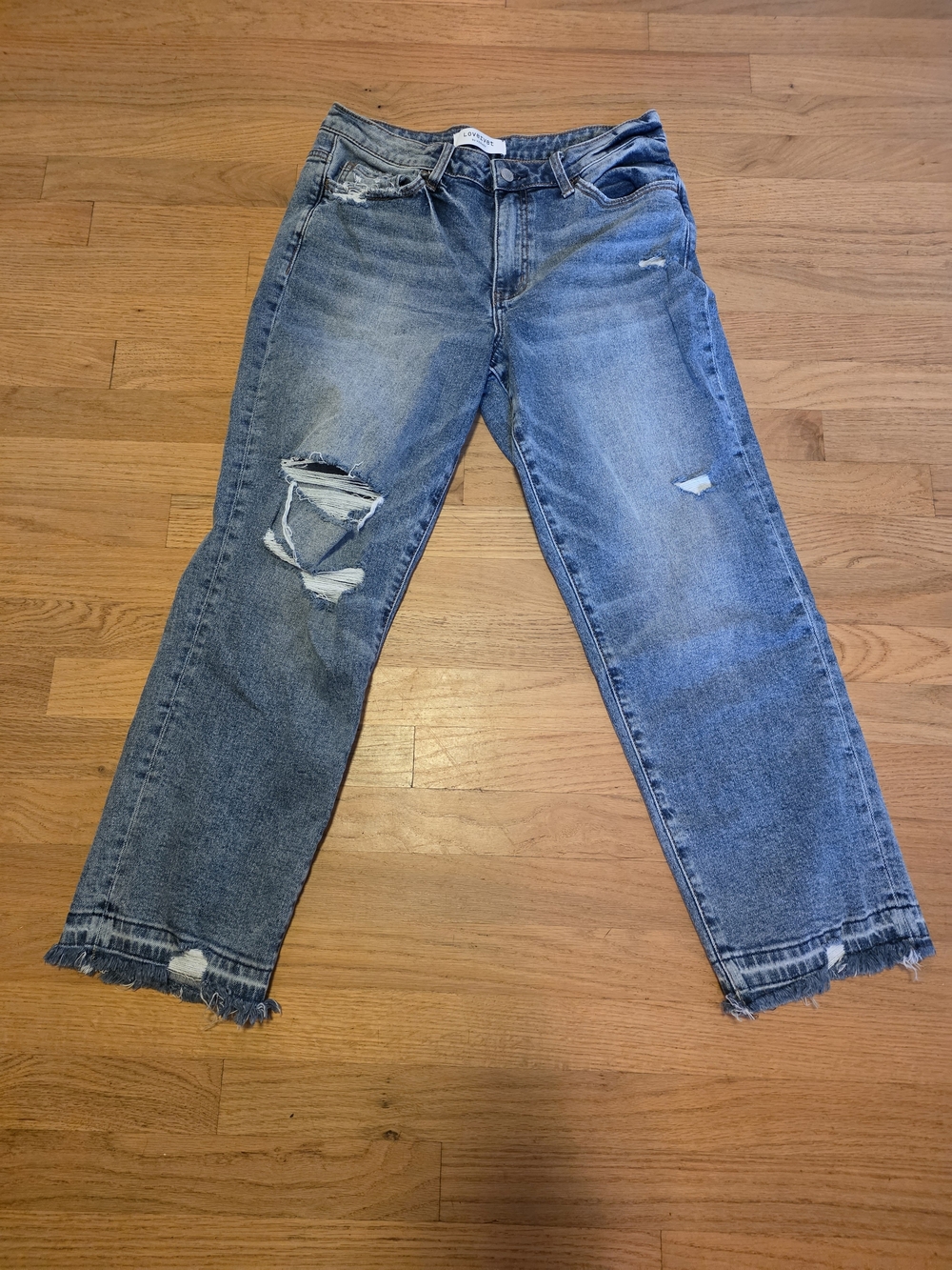Lovervet Women's Distressed Light Blue Jeans - Casual Straight Leg